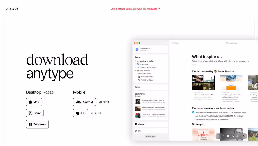 Anytype Download Page