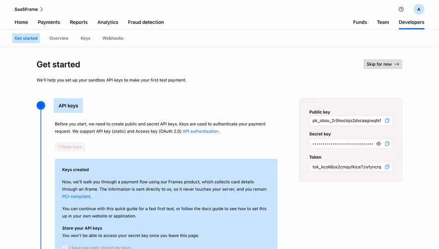 Checkout.com Set Up API Keys