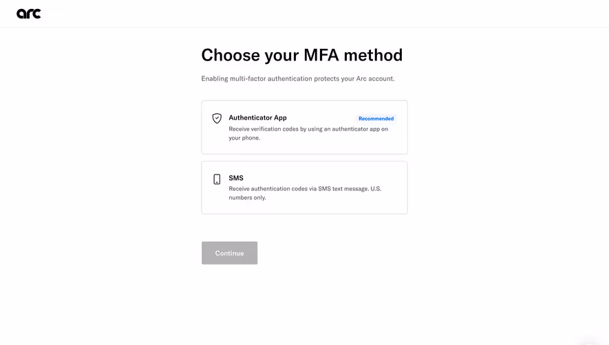 Arc Choose MFA Method