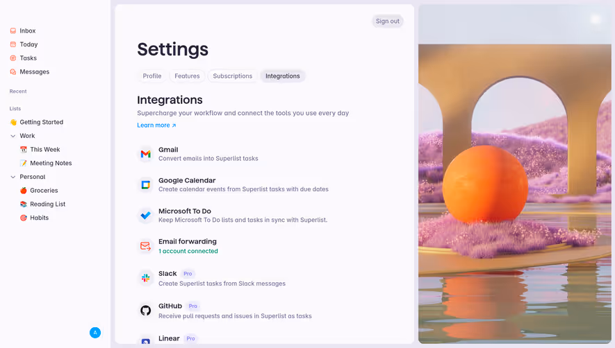 Superlist Integrations Settings