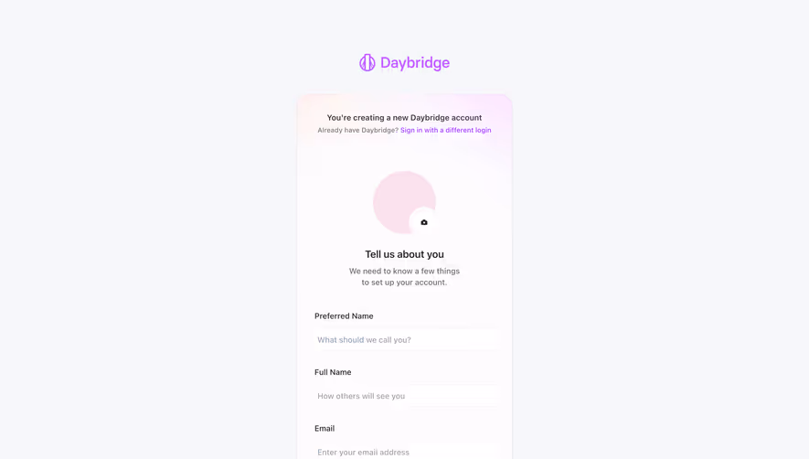 Daybridge Account Setup