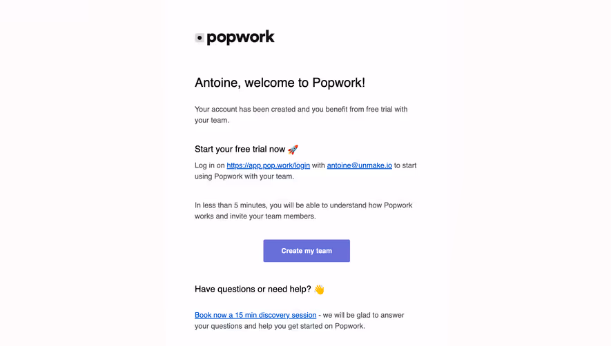 Popwork Free Trial Emails