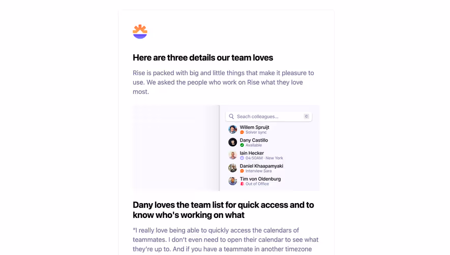 Rise Onboarding Email