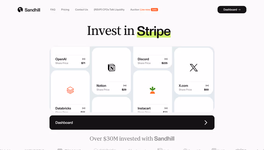 Sandhill Markets Landing Page