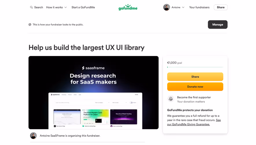 GoFundMe Foundraiser Public Page