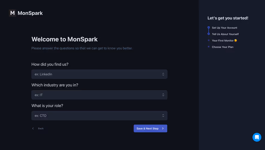MonSpark Account Setup