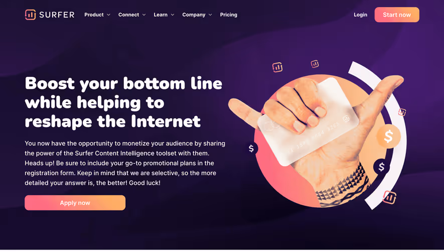 Surfer SEO Affiliate Page