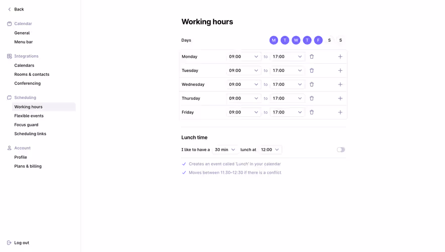 Rise Working Hours Settings