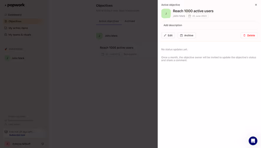 Popwork Objective Details