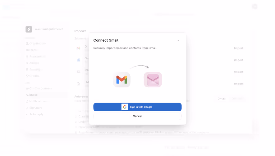 Skiff Import from Gmail