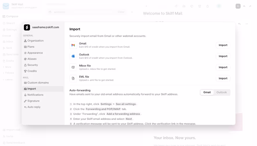 Skiff Import Settings