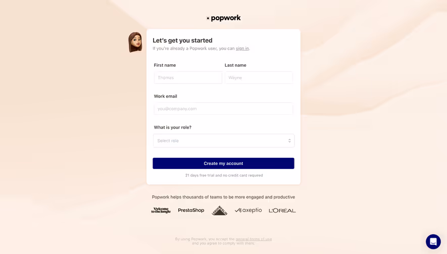 Popwork Signup