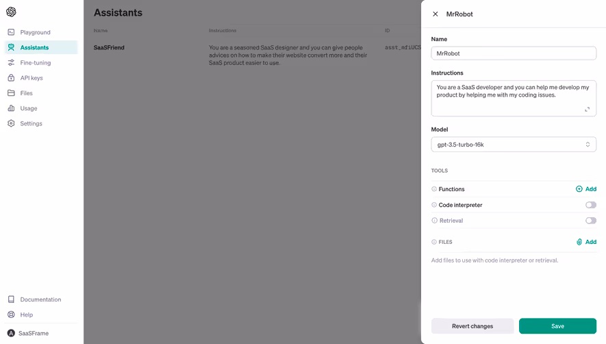 OpenAI Create New Assistant