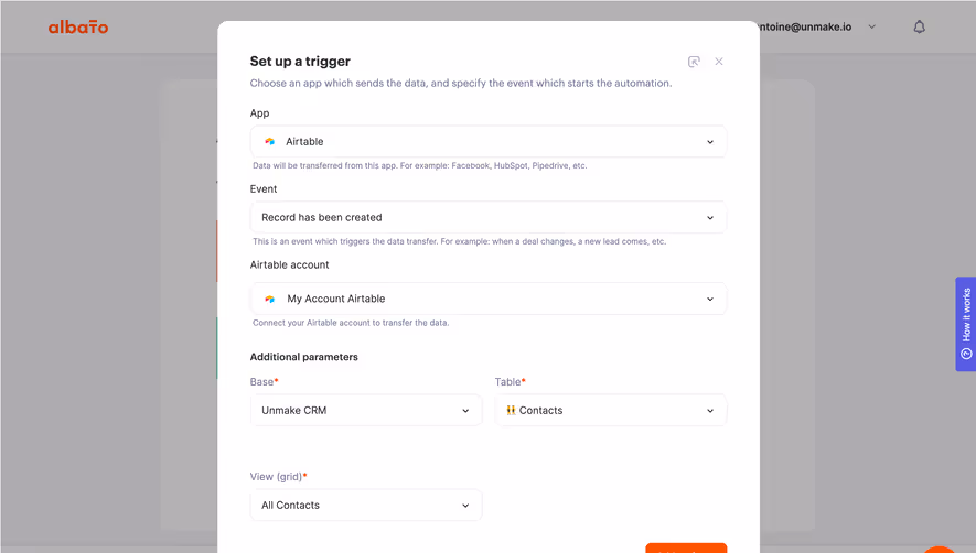 Albato Setup Trigger