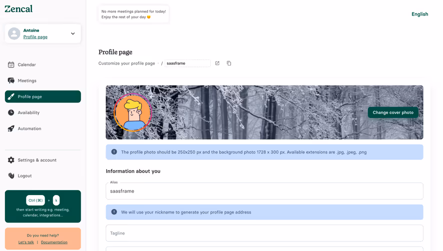 Zencal Profile Settings