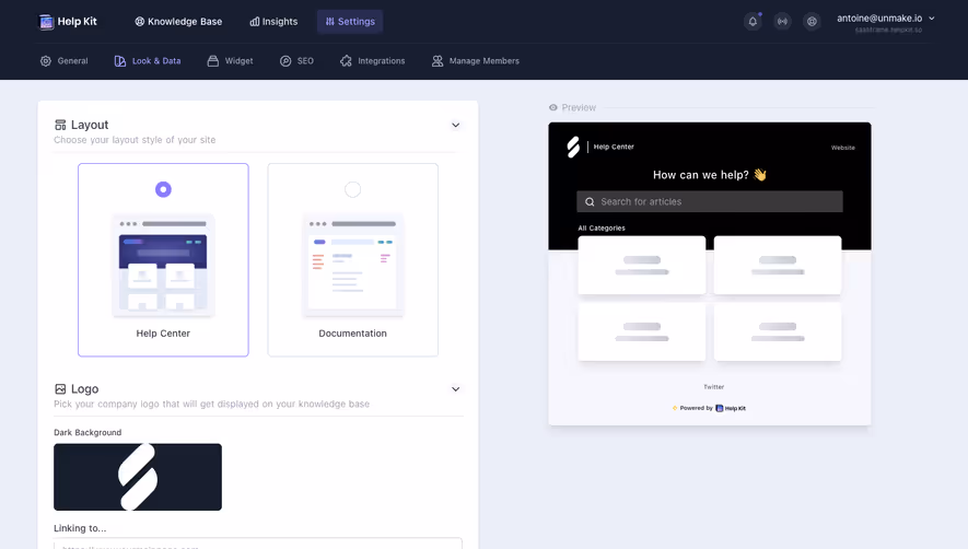 Help Kit Appearance Settings