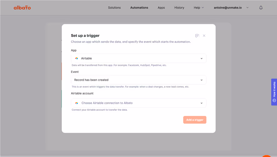Albato Setup Trigger