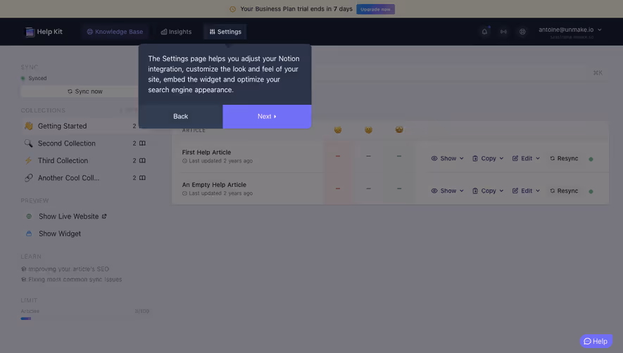 Help Kit Product Tour