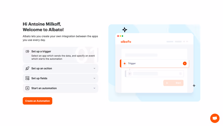Albato Welcome Screen