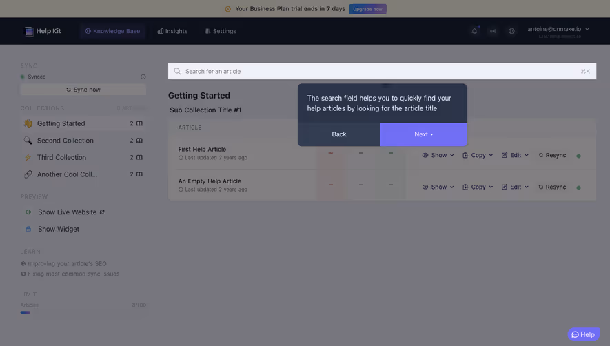 Help Kit Product Tour