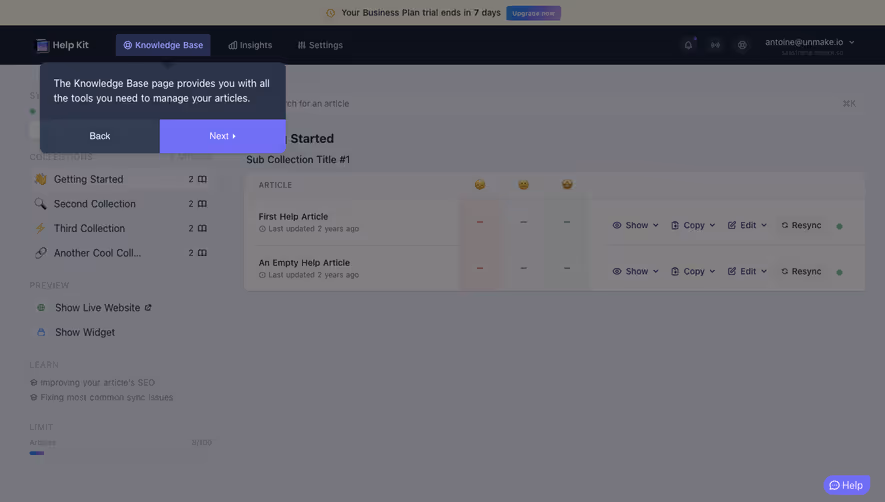 Help Kit Product Tour