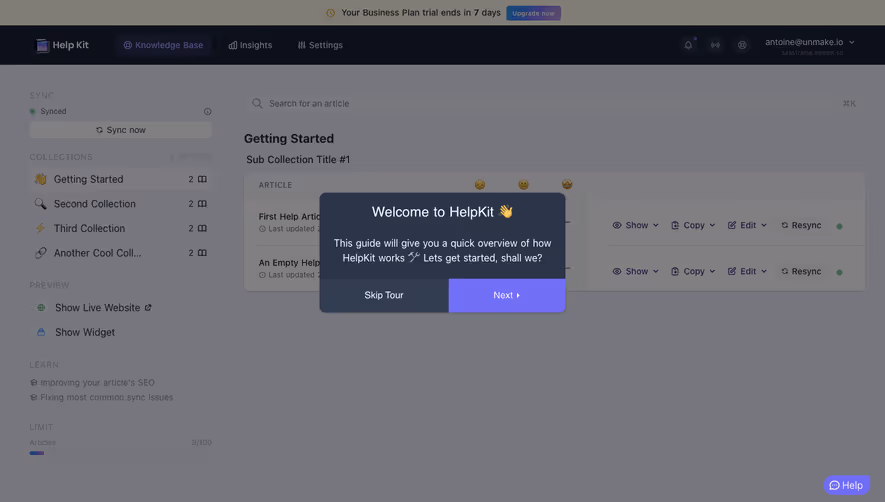 Help Kit Product Tour