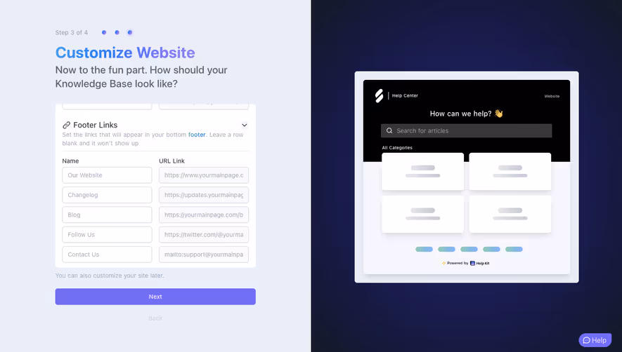 Help Kit Account Setup
