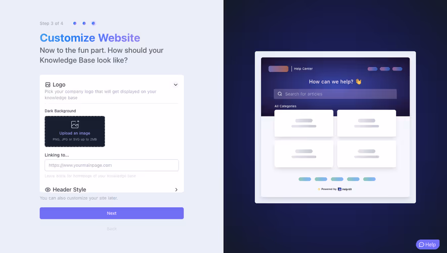 Help Kit Account Setup