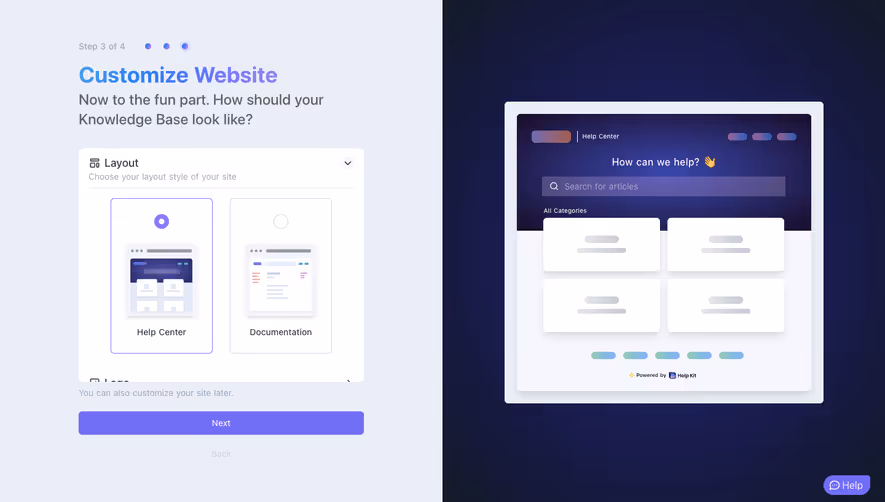 Help Kit Account Setup