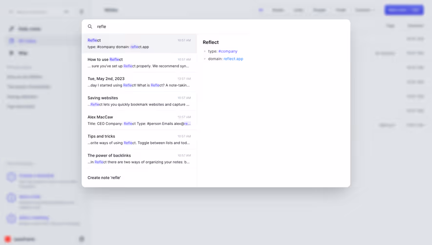 Reflect Search Modal