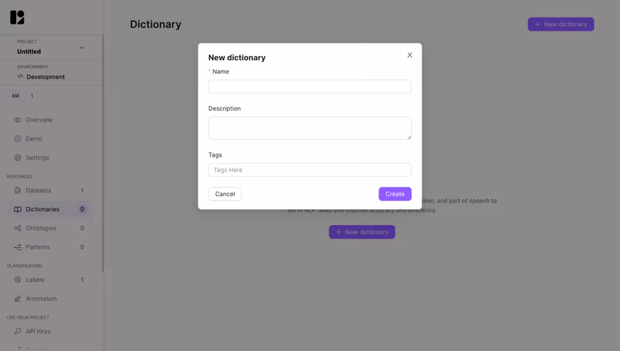 Lettria Create A Dictionary