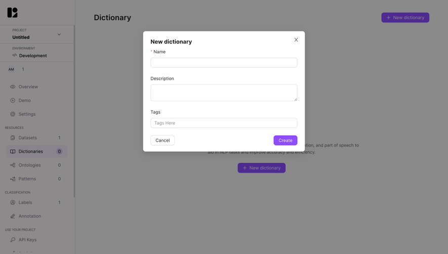 Lettria Create A Dictionary