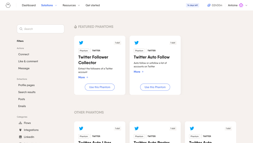Phantombuster Create An Automation