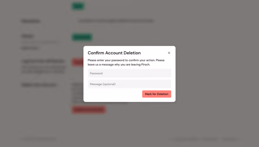 Pirsch Analytics Delete Account