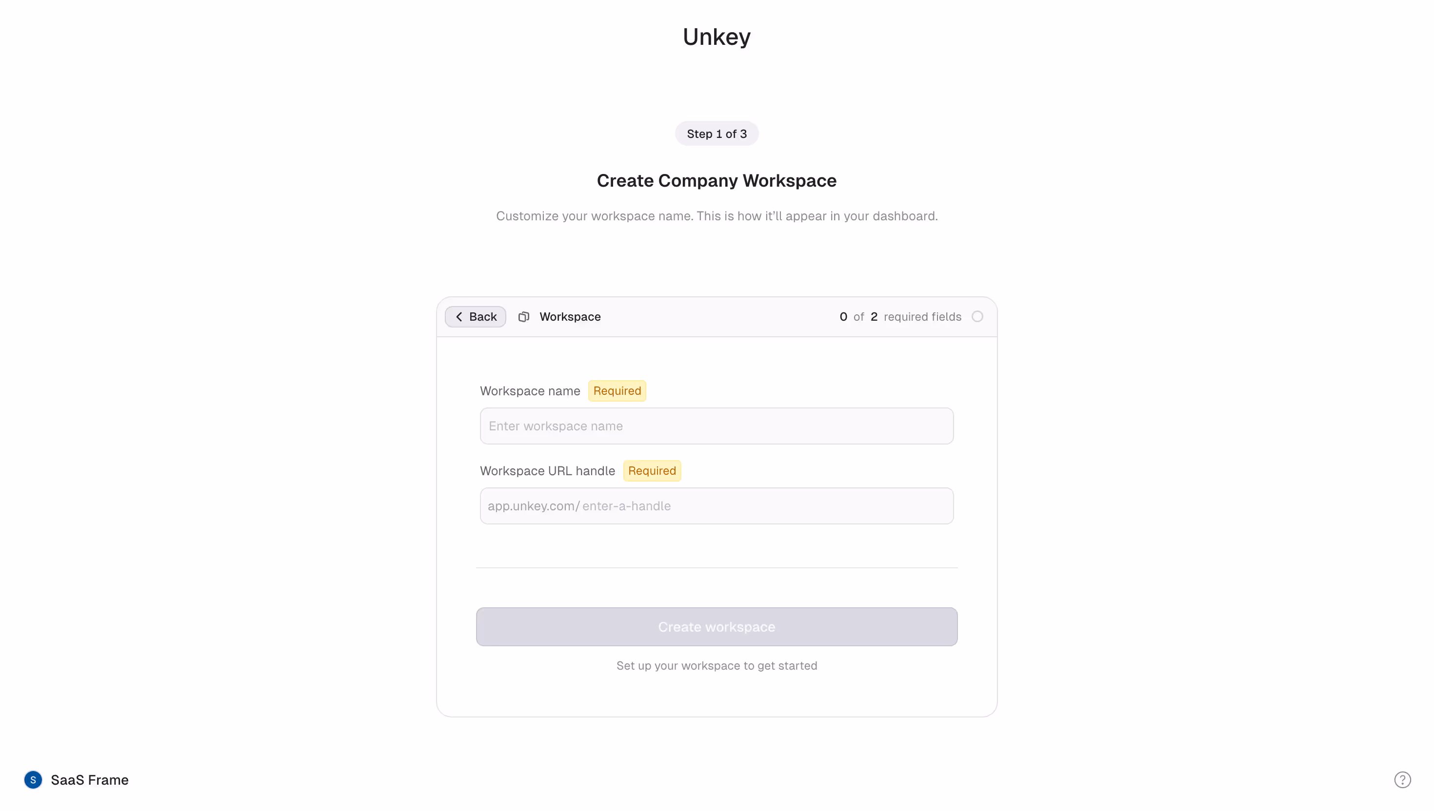 Unkey Create Company Workspace
