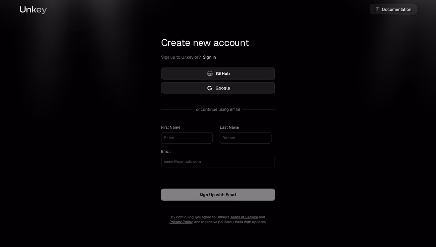 Unkey Signup