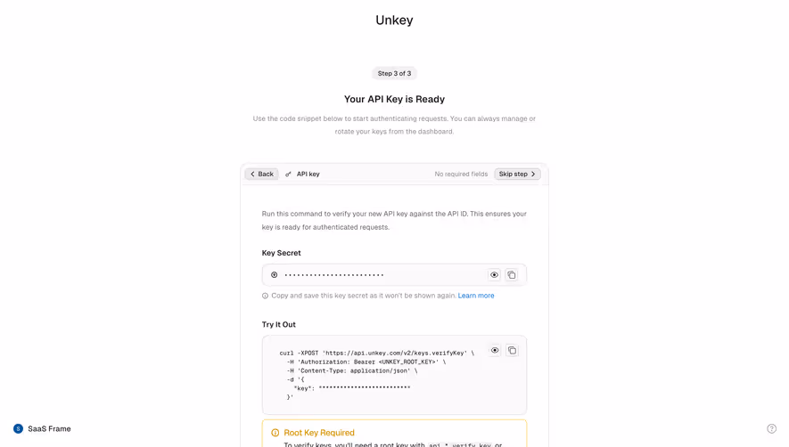 Unkey API Key Ready