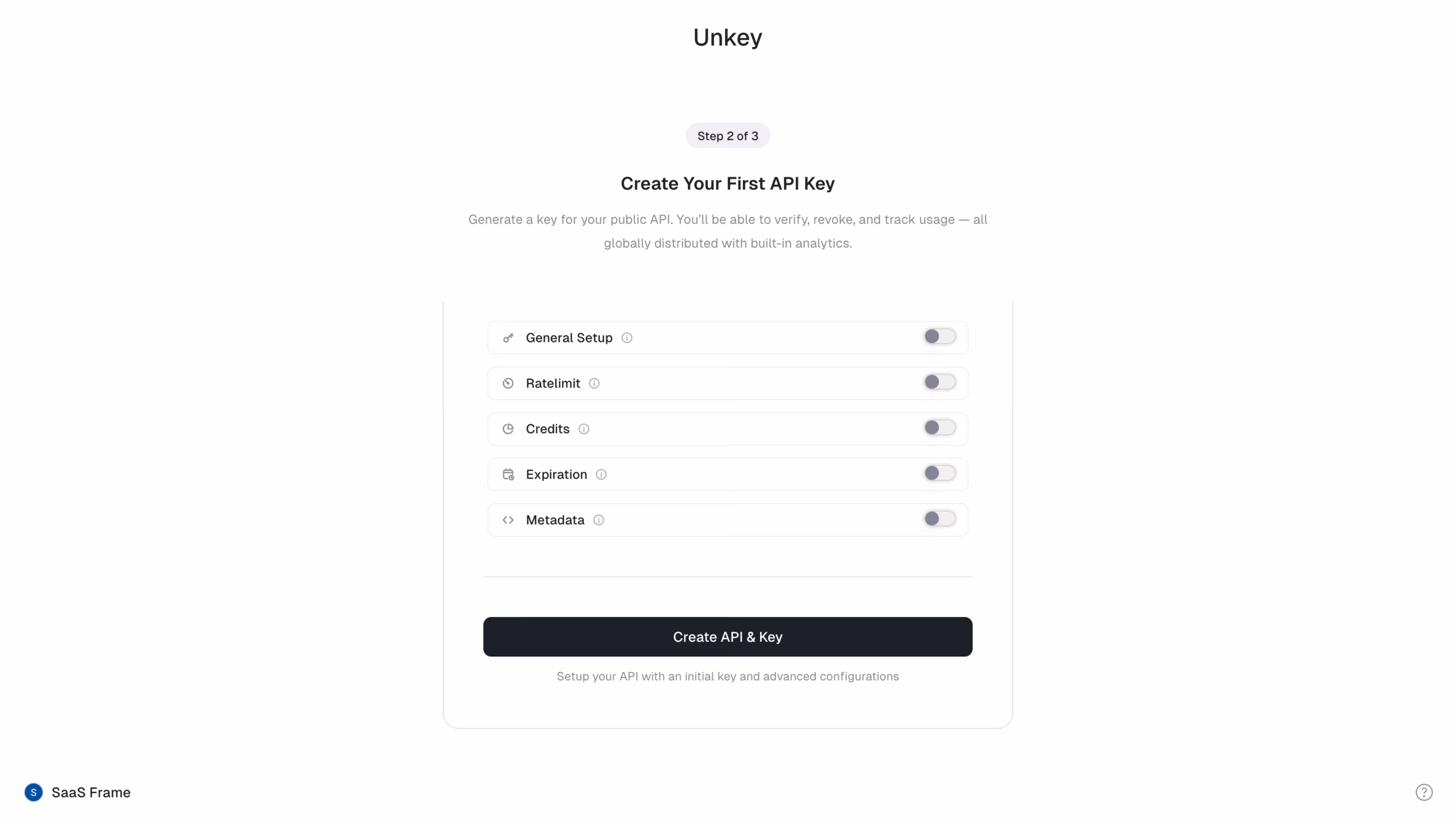 Unkey Create First API Key