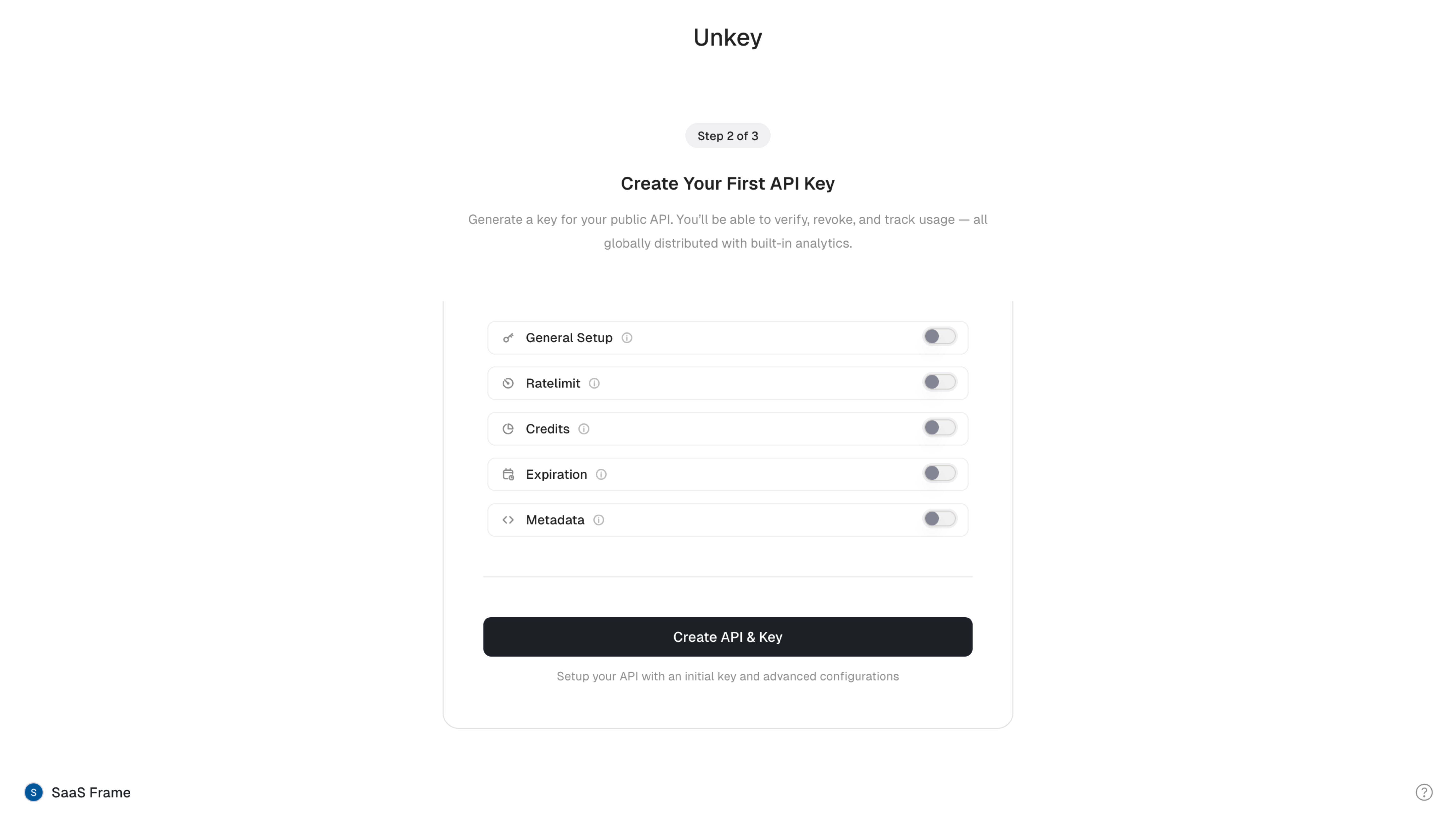 Unkey Create First API Key