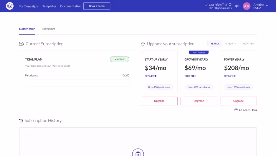 Viral Loops Upgrading Page