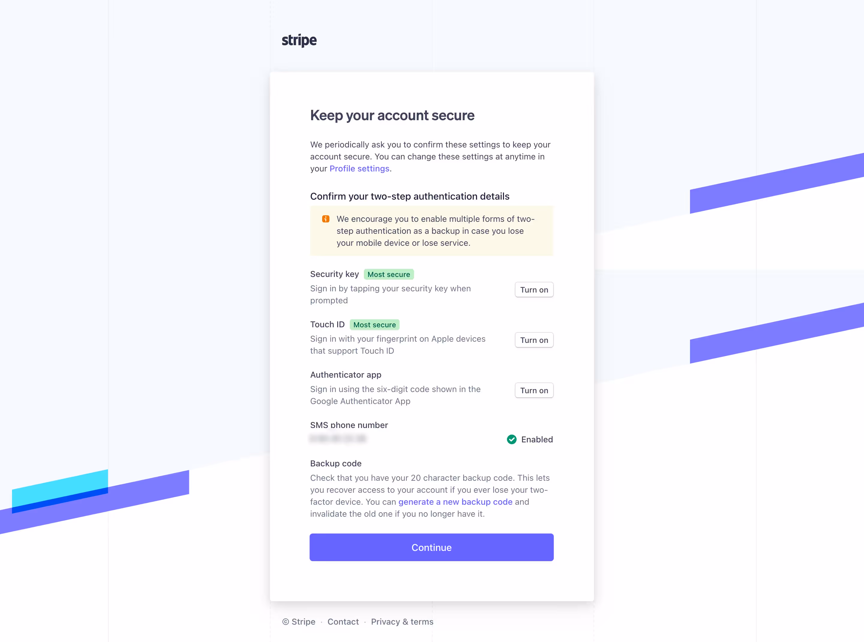 Stripe's clear explanation of how 2FA mechanism works