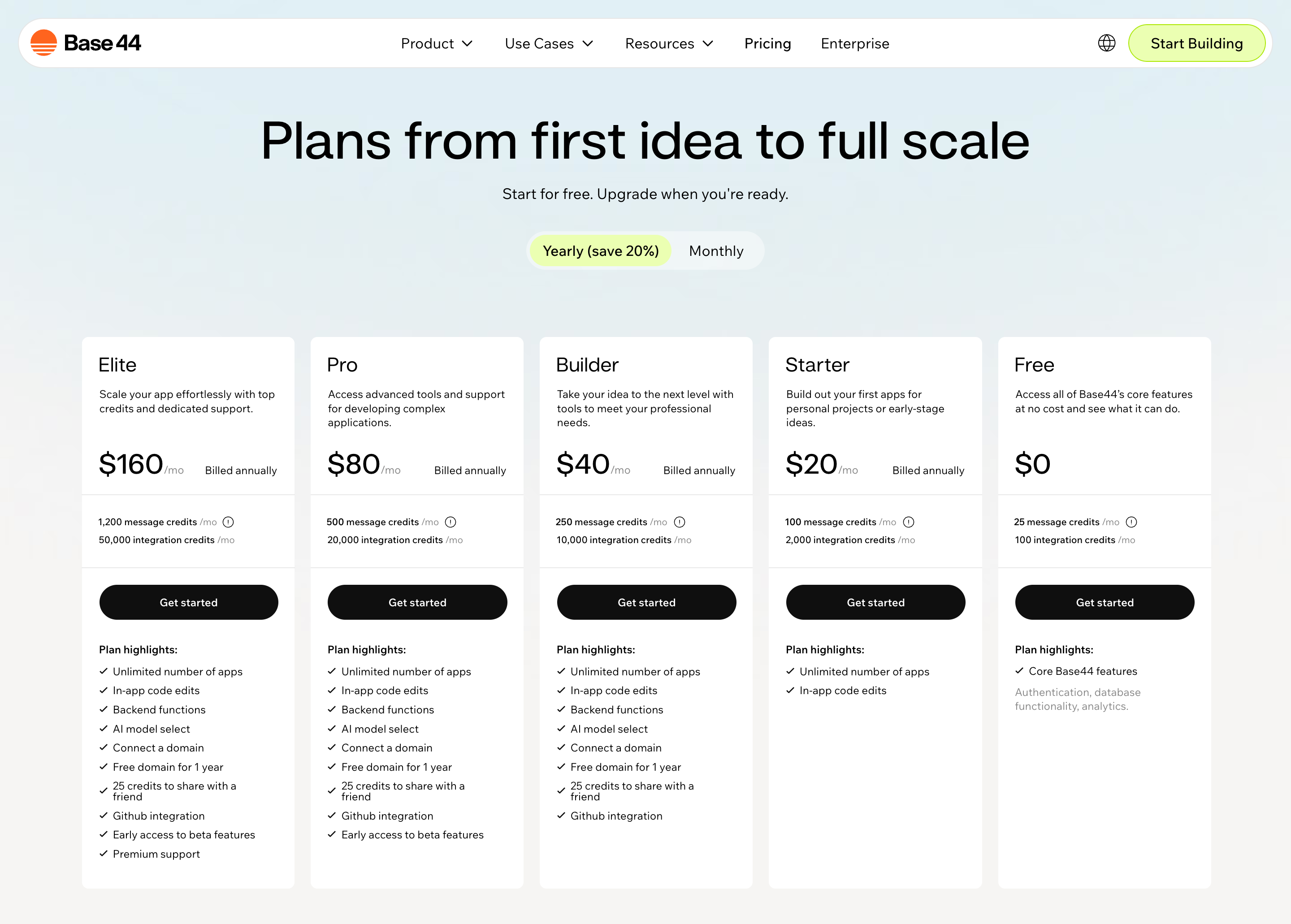 Base44 pricing plans
