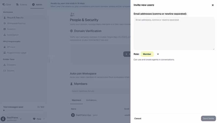 Dust Invite new users