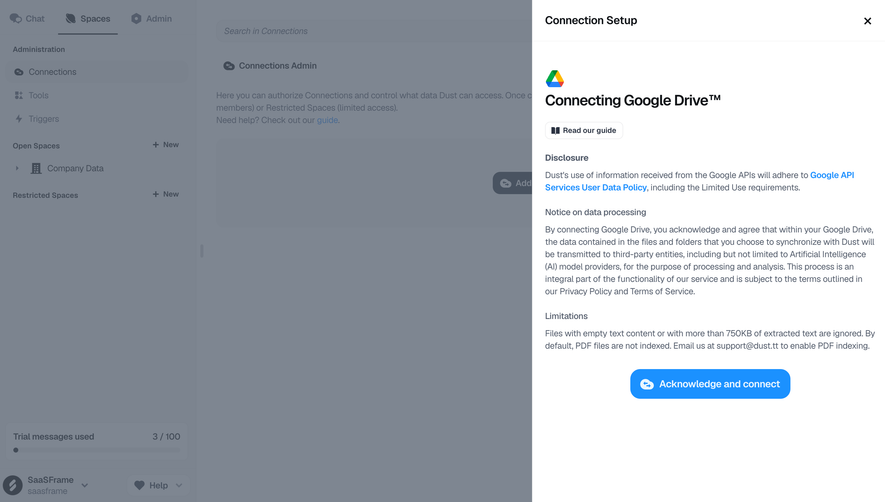 Dust Connection Setup