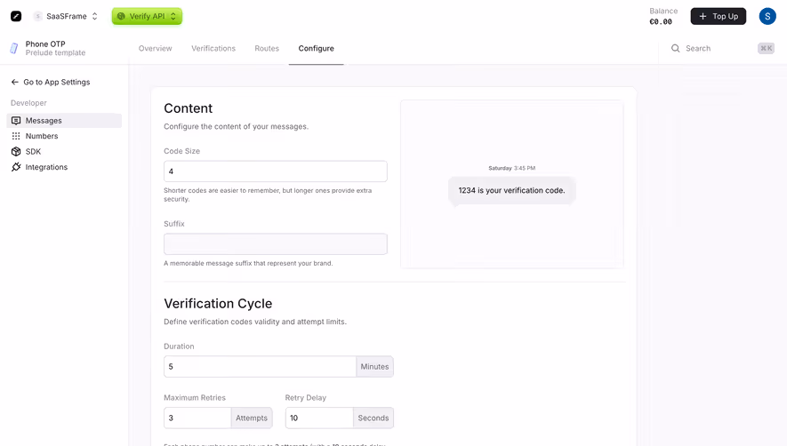 Prelude Messages Configuration