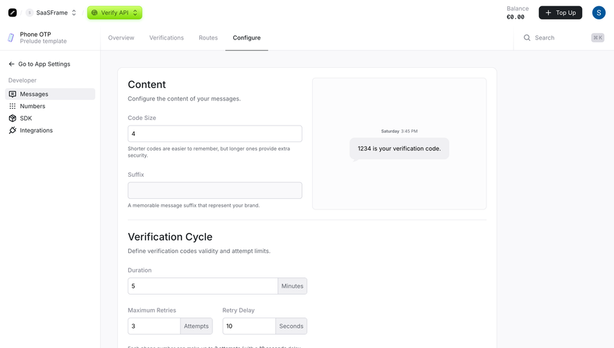 Prelude Messages Configuration