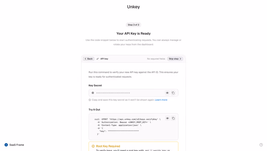 Unkey API Key Ready