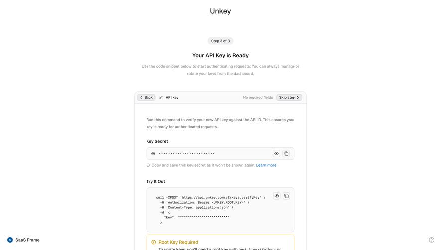 Unkey API Key Ready