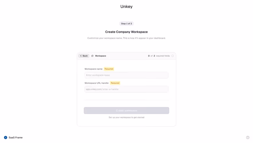 Unkey Create Company Workspace