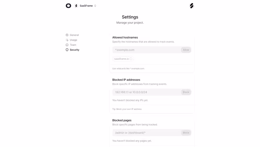 Visitors Security Settings
